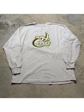 Vintage Y2K UNCC Charlotte 49ers NCAA Logo Long Sleeve Gray College Shirt Large